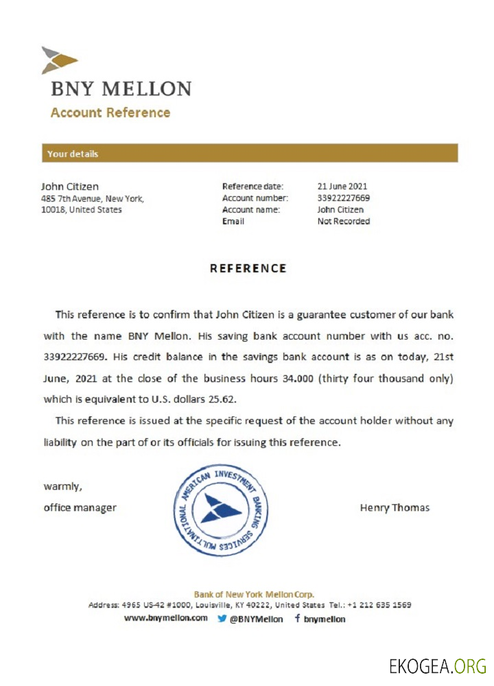 USA , BNY Mellon , référence template